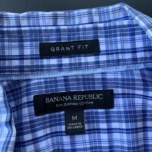 BANANA REPUBLIC Cotton Long Sleeve Blue And White Mens Size M CAMDEN fit